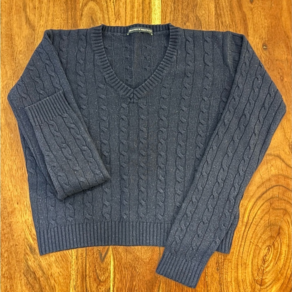 Brandy Melville - Navy Blue - Cable Knit Sweater